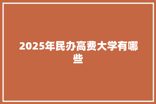 2025年民办高费大学有哪些