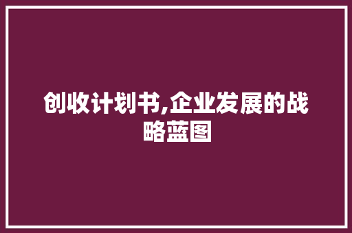 创收计划书,企业发展的战略蓝图