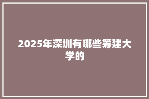 2025年深圳有哪些筹建大学的